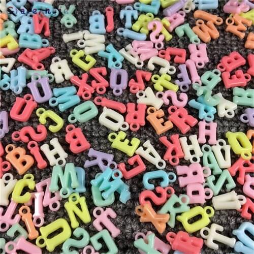 200pcs/bag random mixed plastic jewelry accessories acrylic letter loose beads hanging hole diy beaded necklace Alphabet charma