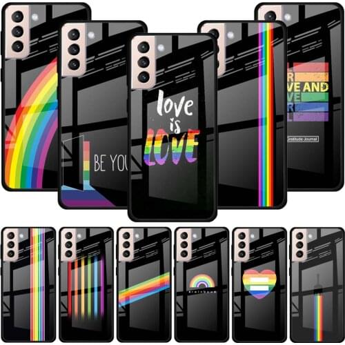 Gay Lesbian LGBT Rainbow Pride Tempered Glass Case For Samsung Galaxy S21 Ultra S20 FE S10 S10e Lite S9 S8 Plus 5G Cover Coque