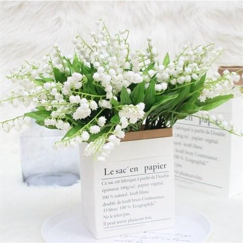 Artificial Flowers Bell Orchid Fake Flowers Bridal Bouquet Wedding Party Home Decor Fake Plants Leaves Decoration Accessories