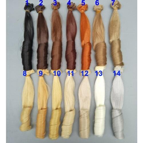 Russian fabric art doll hair 20 cm high temperature Wavy soft hair for 1/3 1/4 1/6 BJD diy curly doll wigs tree wholesales