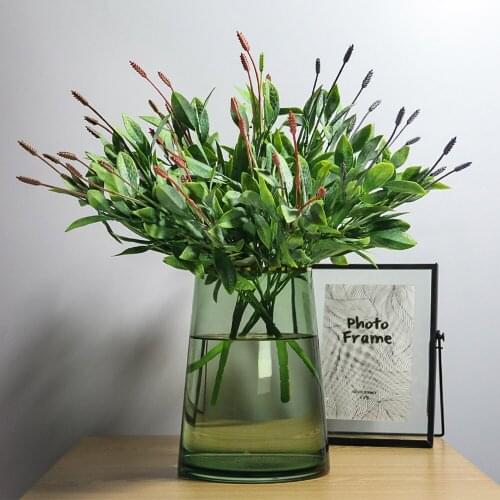 Artificial Plants Orange Leaf With Colorful Fruit Plastic Plant Faux Tree Branch Garden Bushes Decor Fake Grass 5 Fork 15 Leaves