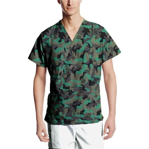 Camouflage Print Nurse Uniform 2021 Summer Women Health Care Workers Casual Working Scrubs Tops uniforme enfermera mujer A40