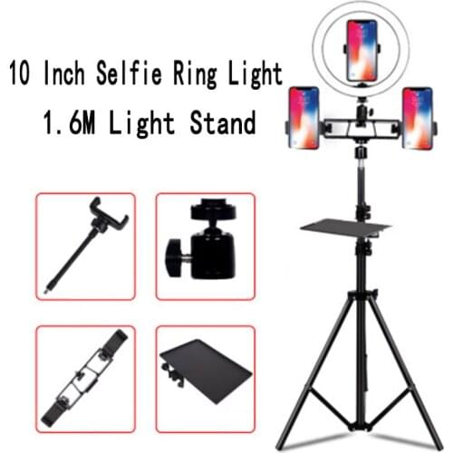 TikTok10 Inch Vlog Video LED Selfie Ring Light USB ring lamp Photography Light with Phone Holder tripod stand for Makeup Youtube