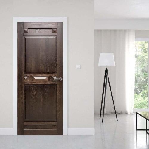 Creative 3D Door Sticker Rivet Brown Wooden Gate DIY Home Decor Decals Wallpaper Waterproof Mural For Bedroom Door Renovation