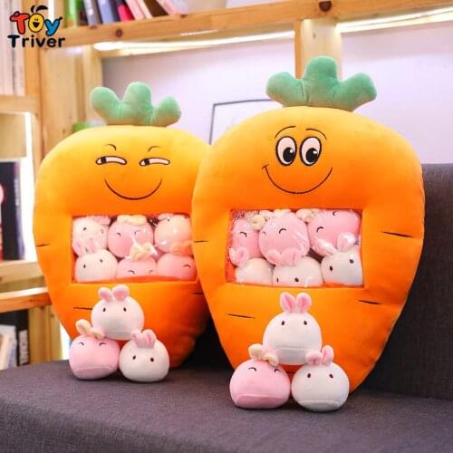 Kawaii Carrot Rabbit Plush Toy Triver Stuffed Animals Doll Pillow Cushion Baby Kids Child Children Birthday Christmas Gift Decor