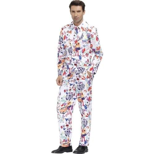 Mens Personalized Casual Suit Multi-Color Guitar/ Flower Pattern Party Performance Costumes Halloween Cosplay costumes For male