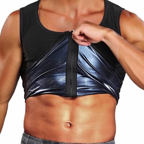 Mens Waist Trainer Corset Sweat Vest Sauna Suit Body Shaper Slimming Polymer Weight Loss Workout Tank Top Shirt Shapewear