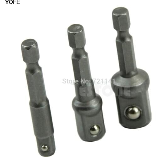 3Sizes Drill BIts Socket Adapter Set Hex Shank to 1/4",3/8",1/2" Impact Driver Drill BIts