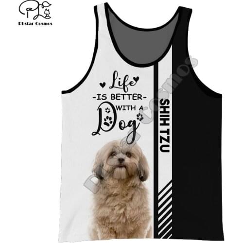 PLstar Cosmos NewFashion Animal Pitbull Husky Dog Funny Kawaii Cute Men/Women 3DPrint Summer Casual Sleeveless TankTop Vest D1