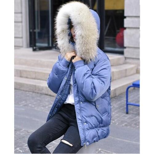 Womens new winter down jacket female students medium-long thick loose jacket female down parka women Real fur natural