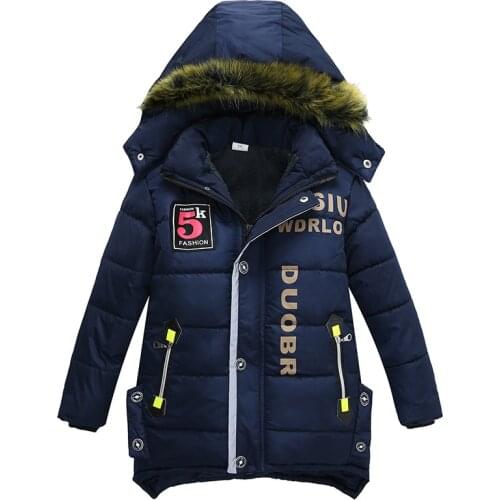3-6 year Childrens clothing childrens coat Winter style letter print warm jacket Boys cotton hooded jacket