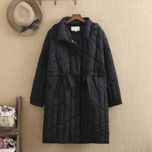 Plus Size Coat For Women Oversize Womens Coat Mid-Length Lapel And Hooded Long-Sleeve Thickened Interlayer Cotton Winter Coat