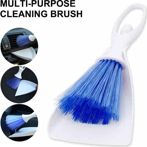 Car Cleaning Brush Air Vent Brush Dustpan Set Air Outlet Conditioner Clean Brush Detailing Keyboard Dust Cleaner Auto Care Tool