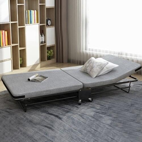 ABE2107 65CM Folding Wooden Sponge Recliner Home Bed Lounge Chair With 6 Gears Headboard Height Adjustment Simple Lunch Nap Bed