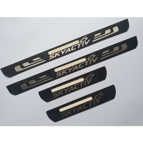 Carbon fiber texture Door Sill Cover Sticker Stainless Steel Door Sill Scuff Plate For Mazda 6 Atenza 2015 2016 2017 2018 2019