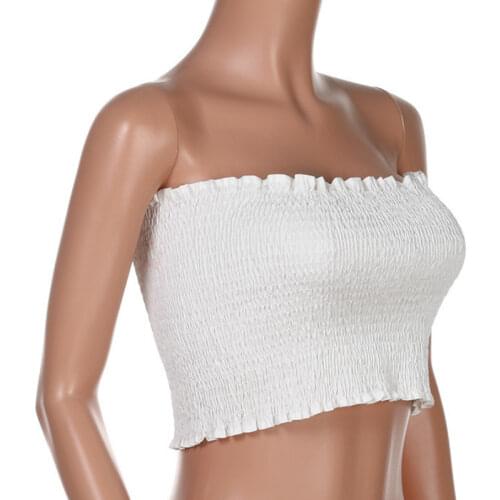 Summer Women Strapless Elastic Boob Bandeau Tube Tops Bra Sexy Sleeveless Crop Top Lingerie Breast Wrap Pure Color