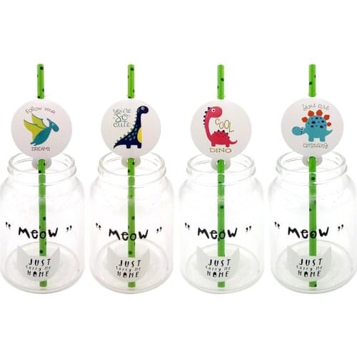 Party Supplies 12pcs 2019 New Dinosaur Theme Straws Decoration Biodegradable Paper Tube Eco Friendly