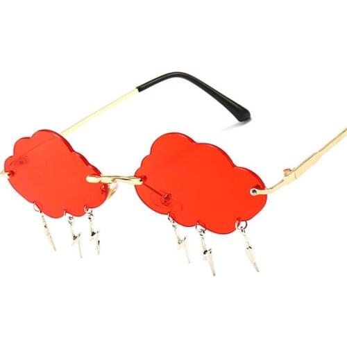 Veshion Rimless Cloud Lightning Tassel Sunglasses Steam Punk Men Women Fashion Shades UV400 Vintage Glasses