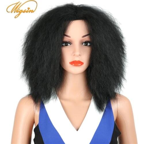 WIGSIN Afro Kinky Curly Fluffy Synthetic Hair Natural Black Wigs for Women