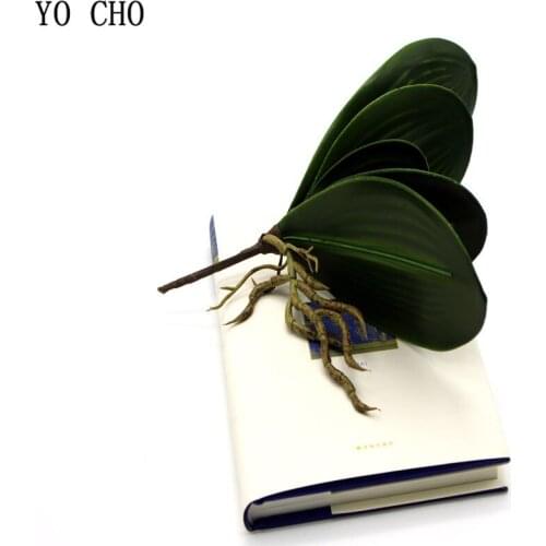 YO CHO 1pc Real Touch Phalaenopsis Leaf Artificial Green Plant Home Garden Party Decor DIY Decorative Flower Auxiliary Material