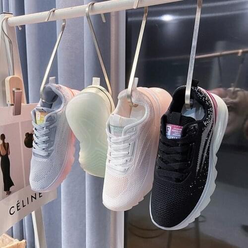 Womens Shoes 2021 Summer Lace Up Platform Sneakers Ladies Comfort Casual Sport Shoes Women Breathable Fly Weave Running Shoes