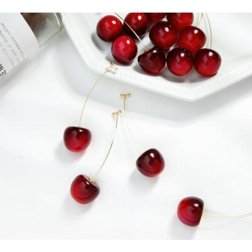 Romantic Cute Stud Earring For Women Handmade New Arrival 2 Color Acrylic Cherry Earring Handmade Date Gift Jewelry