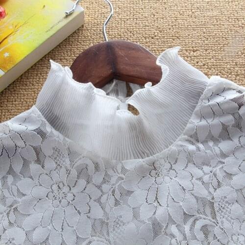 Womens Chiffon Fake Collar Stand Ruffle Sweater Blouse Shirt False Collar Female Lace Removable Detachable Collar Accessories
