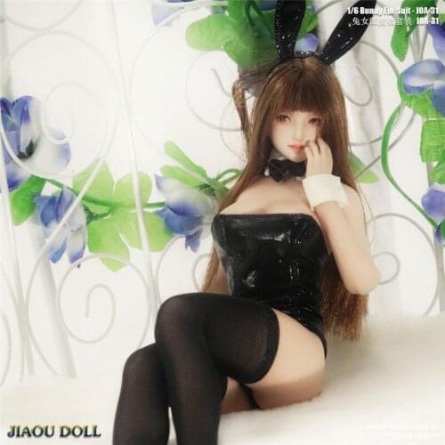 1/6 Girl Rabbit Fur Suit Dress Stockings Shoes Hairband Clothes Set for 12in Tbleague Phicen JIAOUL Action Figure Toy