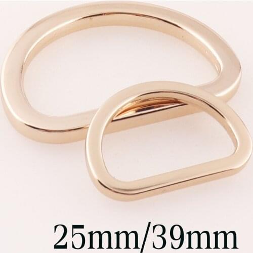 10 Pcs Pale Gold D Rings Buckle Belt Purse Bag Connector D-Ring Findings for Belts Landyard Leather Craft Purse Ring-38mm/25mm