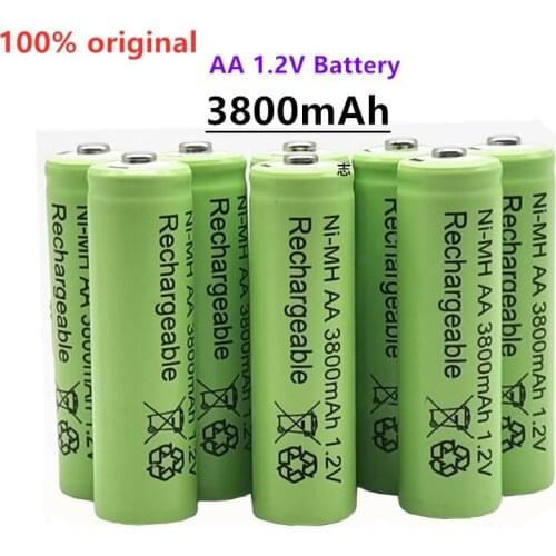 100% Original AA 3800 mAh 1.2 V Quality rechargeable battery AA 3800 mAh Ni-MH rechargeable 1.2 V 2A battery
