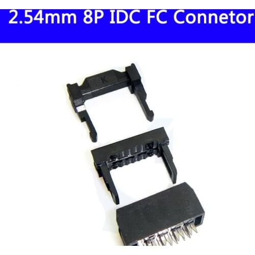 100pcs FC-8P IDC Socket 8 Pin Dual Row Pitch 2.54mm IDC Connector cable socket