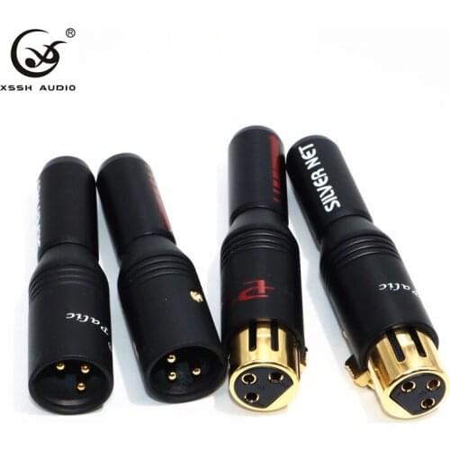 2pcs female 2pcs male XLR Hi-end GuangZhou YIVO Audio Jack 3 pins connector Black Metal 62% Copper plated Gold XLR socket jack