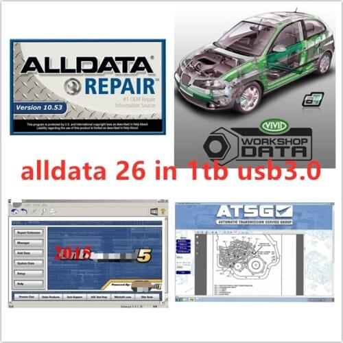 2021 Alldata 10.53v Repair Software 26 In The 1 TB HBB usb 3.0 mit//chell od5 All date Software Vivd Workshop AT.S.G