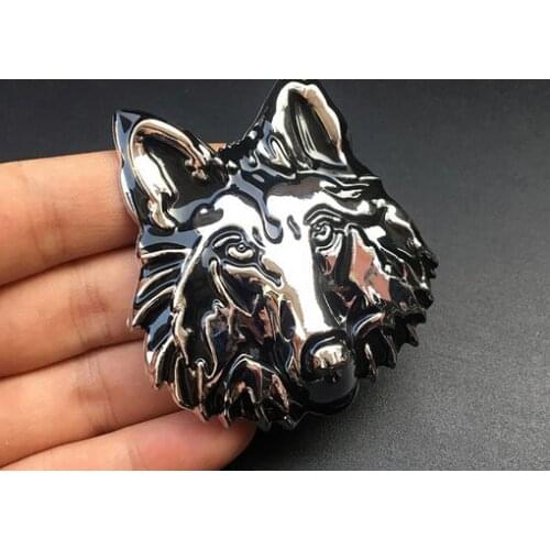 3D Silver Auto Stickers Metal Wolf Badge Emblem Decal Motorcycle Modified Car Accessories