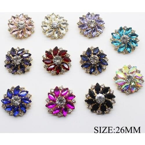 5pcs/lot 26MM Handicraft Glass Buttons for Craft Shank Snap Rhinestone Buttons for Clothes Decorative Button for Women Shirt Tie