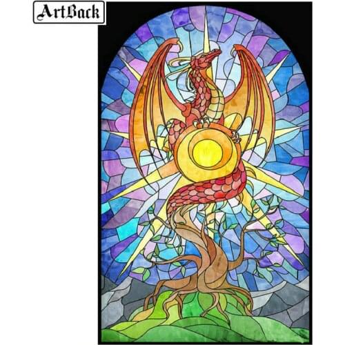5D Diamond Painting Dragon Cross Icon 3d Full Square / Round Cartoon Diamond Embroidery Stained Glass Painting