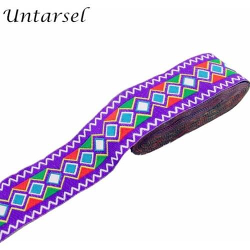 7yards 1.96"width colorful ethnich fabric diamond shape braid webbing jacquard ribbon handmade craft home textile sewing tape
