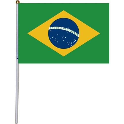 Free shipping xvggdg 100pcs 14 * 21cm Promotion Wholesale Brazil Hand flag Waving National Flag