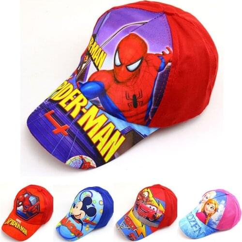 Disney Marvel Spiderman Mickey Mouse Kids Baseball Cap Frozen 2021 Summer Hip Hop Hat Boys Girls Baby Children Caps Adjustable