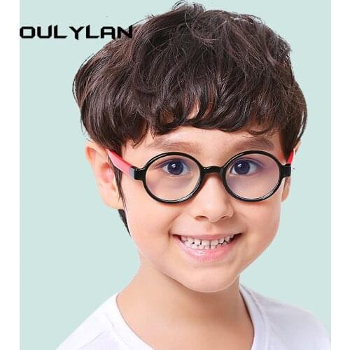 Oulylan Baby Anti Blue Light Glasses Kids Round Eyeglasses Children Fashion Computer Eyewear Soft Silicone Spectacles