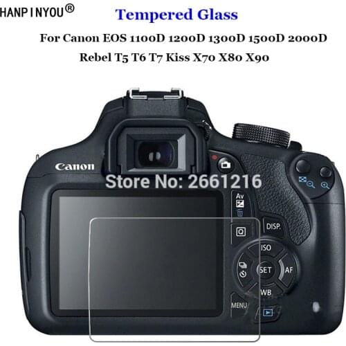 For Canon EOS 1200D 1300D 1500D 2000D Rebel T5 T6 T7 Kiss X70 X80 X90 Tempered Glass 9H Camera LCD Screen Protector Film