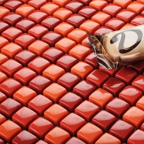 8 colors available! Red Green Blue Beige Black mini full body glass tile for Kids bathroom shower wall tile floor tile