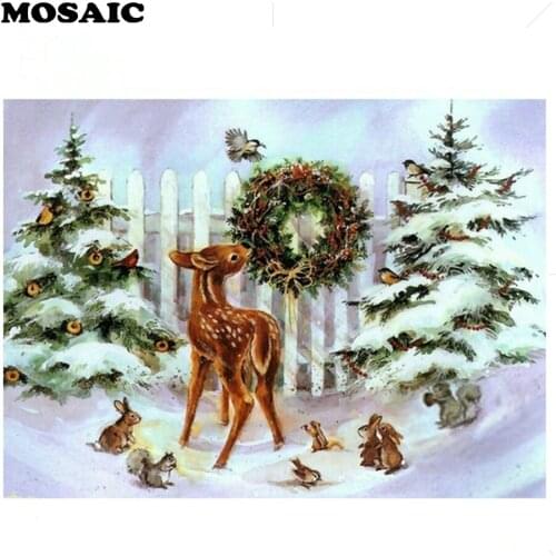 Best Seller,5D DIY Diamond Painting Full Square,deer Christmas snow 3D Diamond Embroidered puzzle home decor