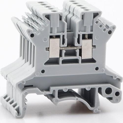 Wire Conductor Din Rail Terminal Block 10Pcs UK-1.5N Universal Screw Connection Wire Connector Block Terminal Strip Block 16awg
