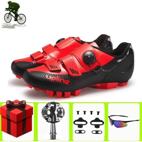 Mountain Bike Shoes Pedals Men Sapatilha Ciclismo Mtb Red Outdoor Bicycle Sneakers Self-locking Breathable Wear-resistant Shoes