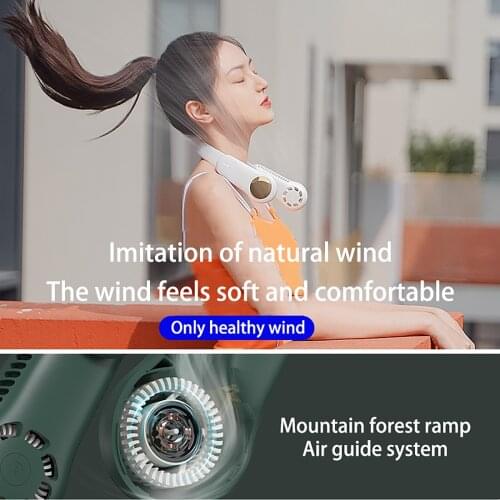 Mini Fan Neck Bladeless Fan Portable Air Cooler Cooling Wearable Neckband Fans Folding Rechargeable Leafless Hanging Fans#G4