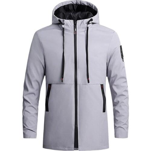 New Spring Autumn Jacket Men Korean Fashion Hooded Jacket Outdoor Mid-long Windbreaker And Waterproof Military Coat Men M-5XL