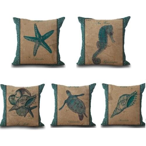 Ocean Turtle Marine Animal Cotton Linen Cushion Cover Car Sofa Throw Pillow Decorative Pillowcase almofadas decorativos cojines