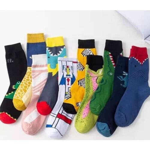 Novelty Cartoon Animal Women Socks Funny Zebra Flamingo Giraffe Dinosaur Fashion Personality Creative Autumn Winter Woman Socks