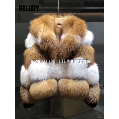 New Real Fox Fur Coat Women Winter Warm Stand Collar Nature Fox Fur Coats Overcoat Female Genuine Furs Jacket